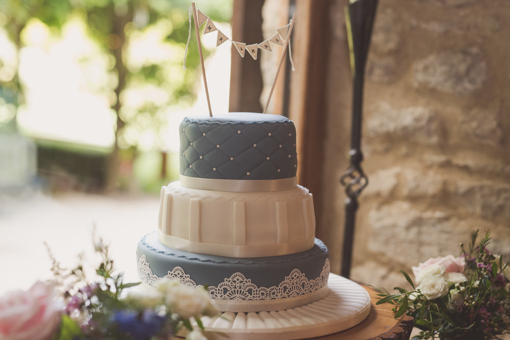 Wedding cake at Tythe Barn