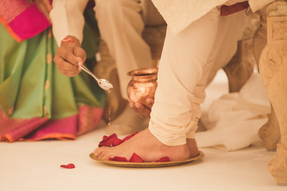 Hindu Groom has feet washed