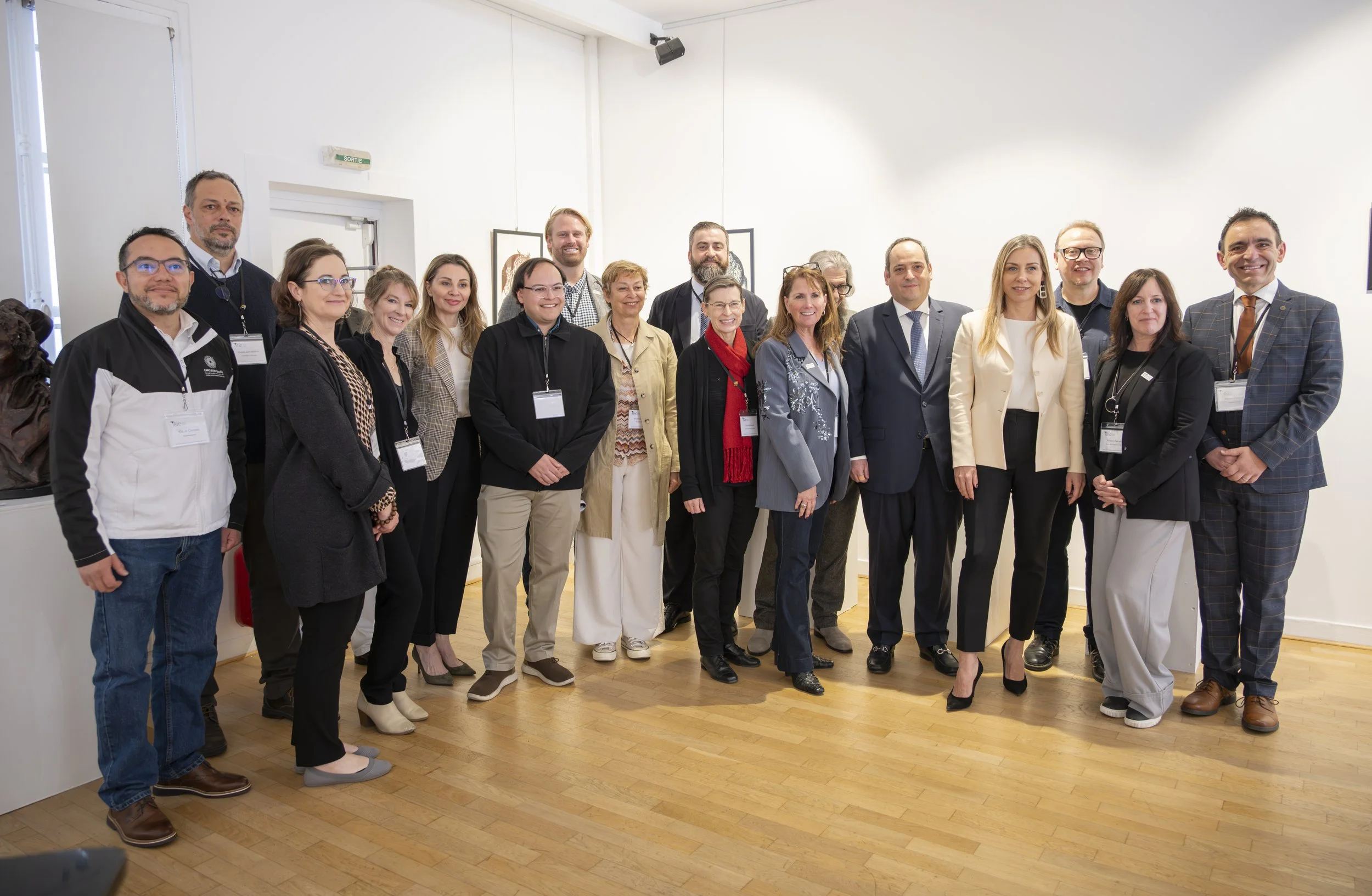 Sarah and Peter at the Bureau International des Expositions conference in Paris