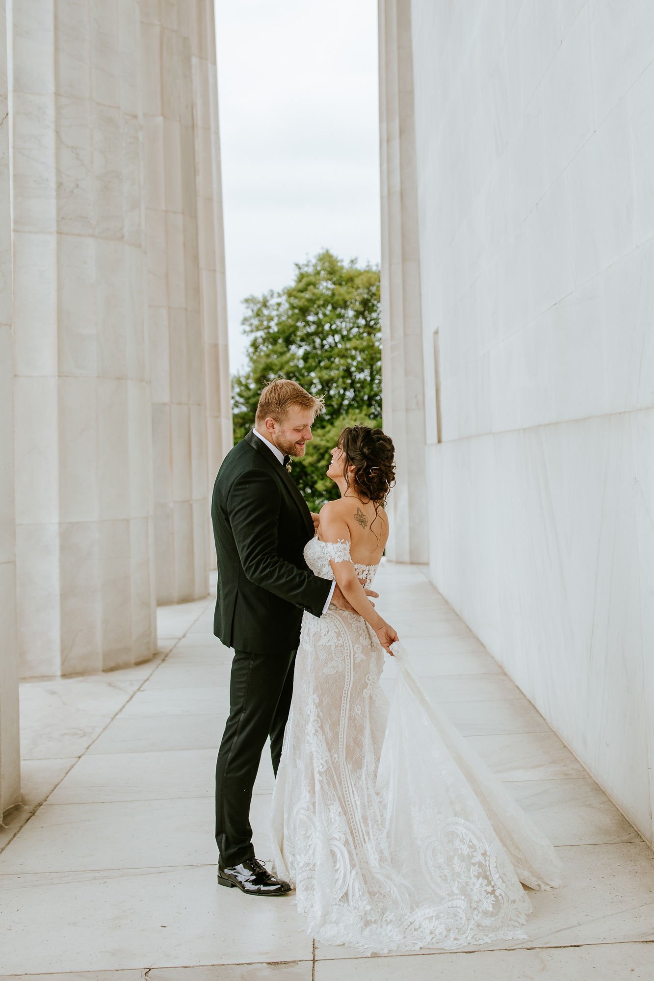 Moments before embrace in the Lincoln Memorial