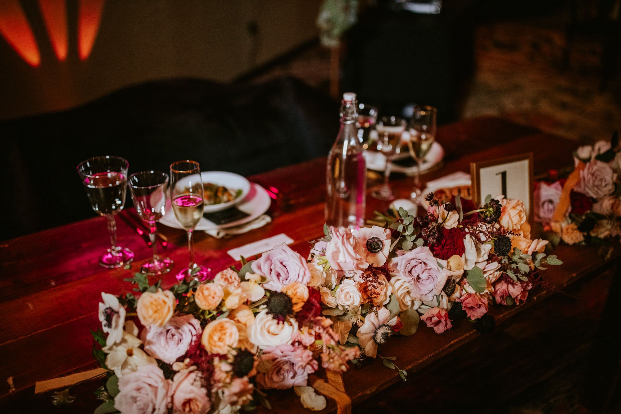 Floral table decor by Bee Inspired Events