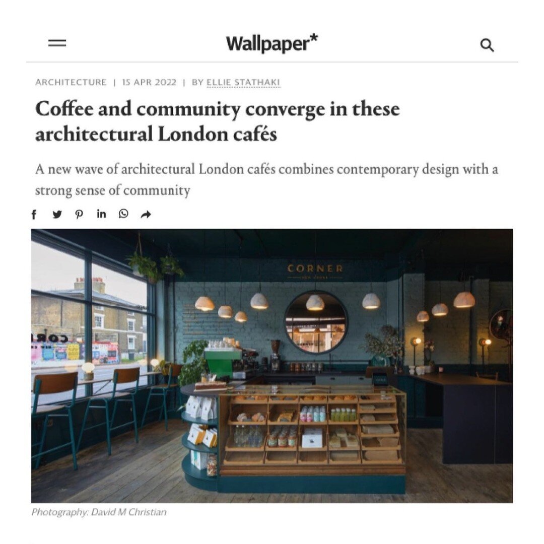 Re-shared from @cornernewcross, and link to the @wallpapermag article is my bio:

Thank you to Ellie at Wallpaper for featuring us in this amazing article - a very interesting piece actually - about a new wave of architectural coffee shops that all c