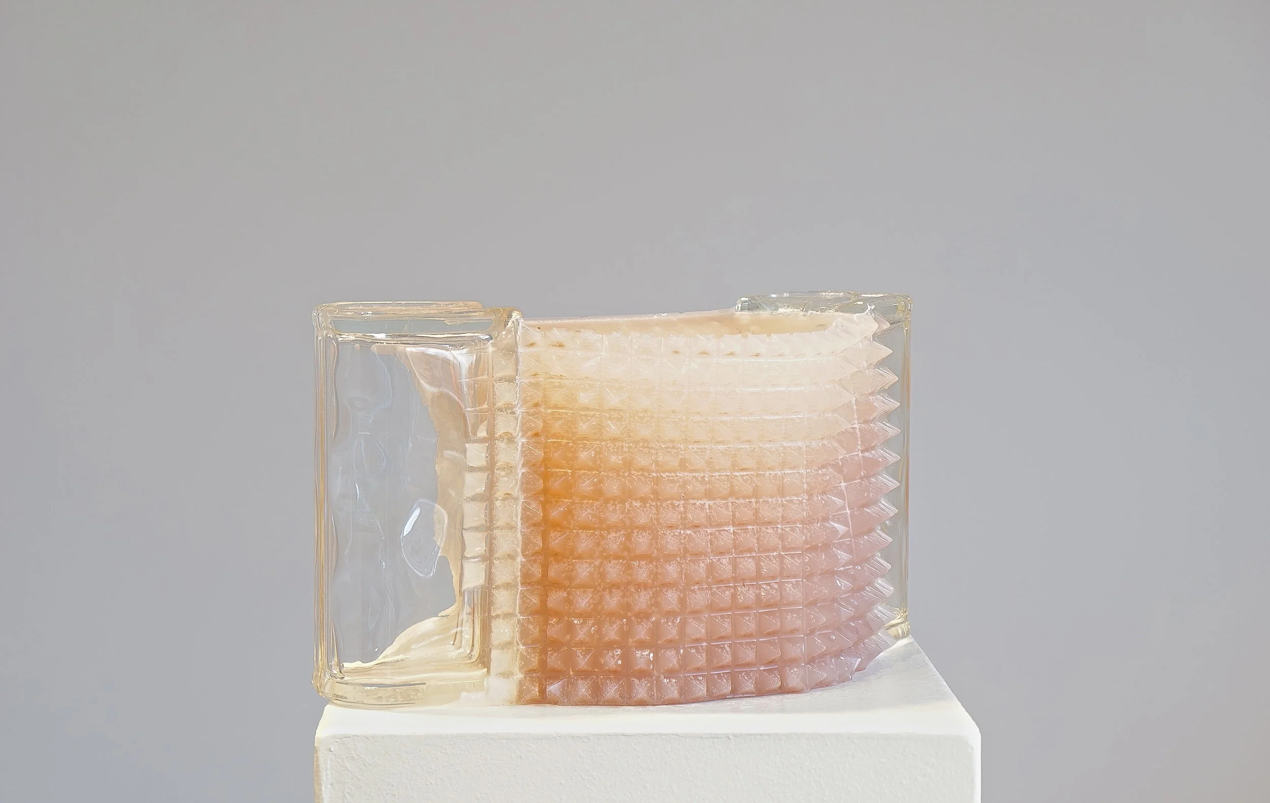 Untitled XII, Glass Brick and Wax, 16"x11"x3", 2017