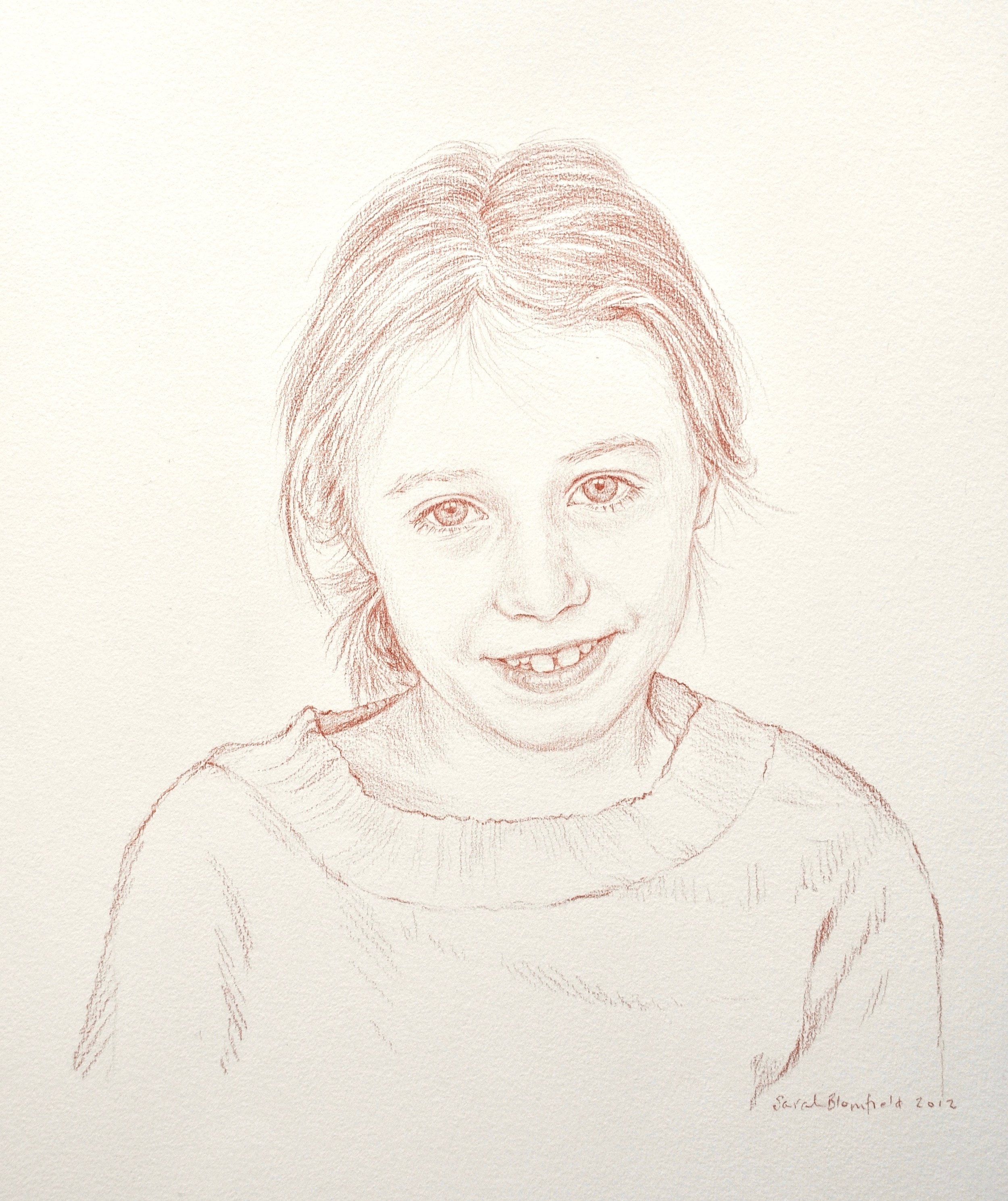 Girl, conte crayon on white paper