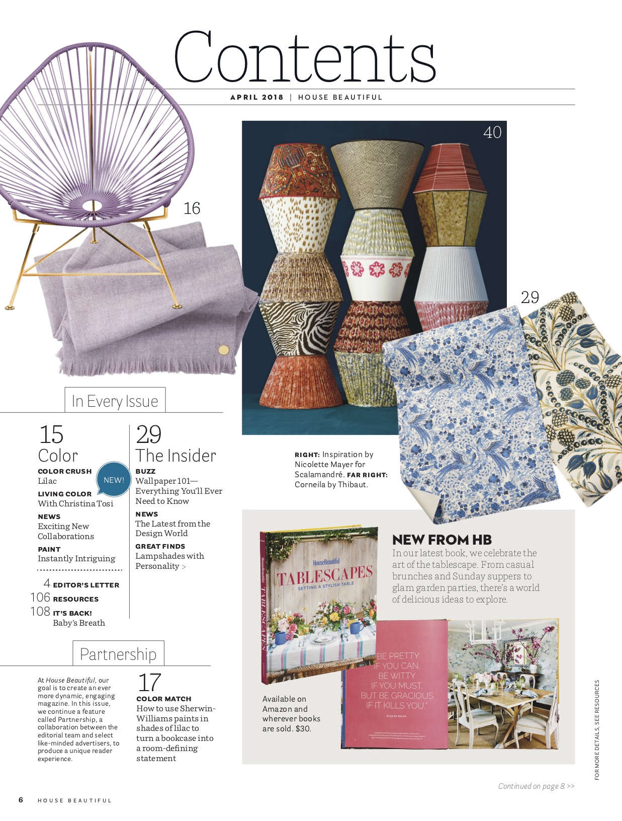 handpainted lampshade featured in House Beautiful US April 2018