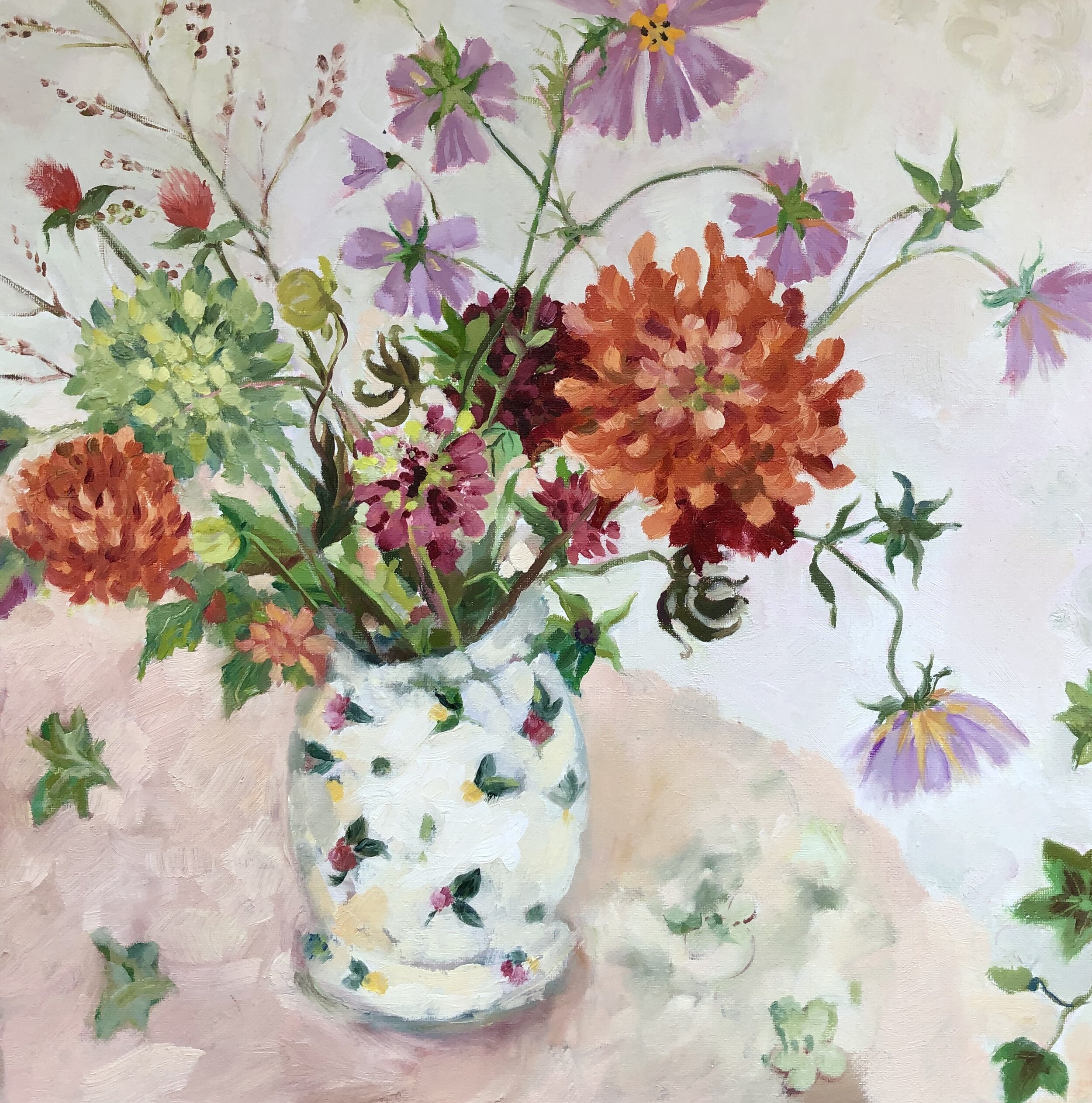 Dahlias 30 x 30cm oil on board SOLD