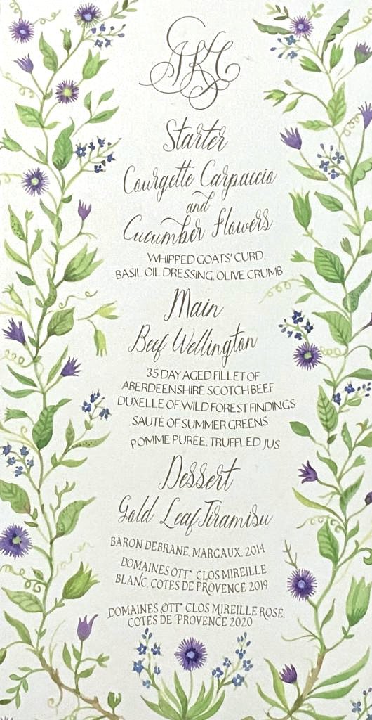 Wedding menu illustration