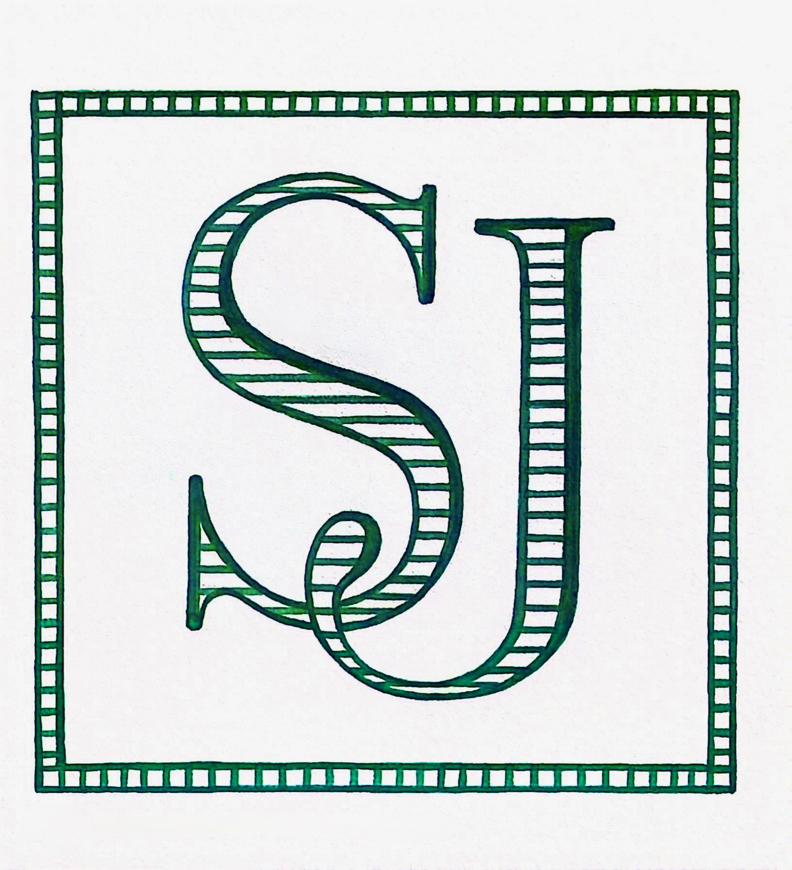 hand painted lettering "SJ"