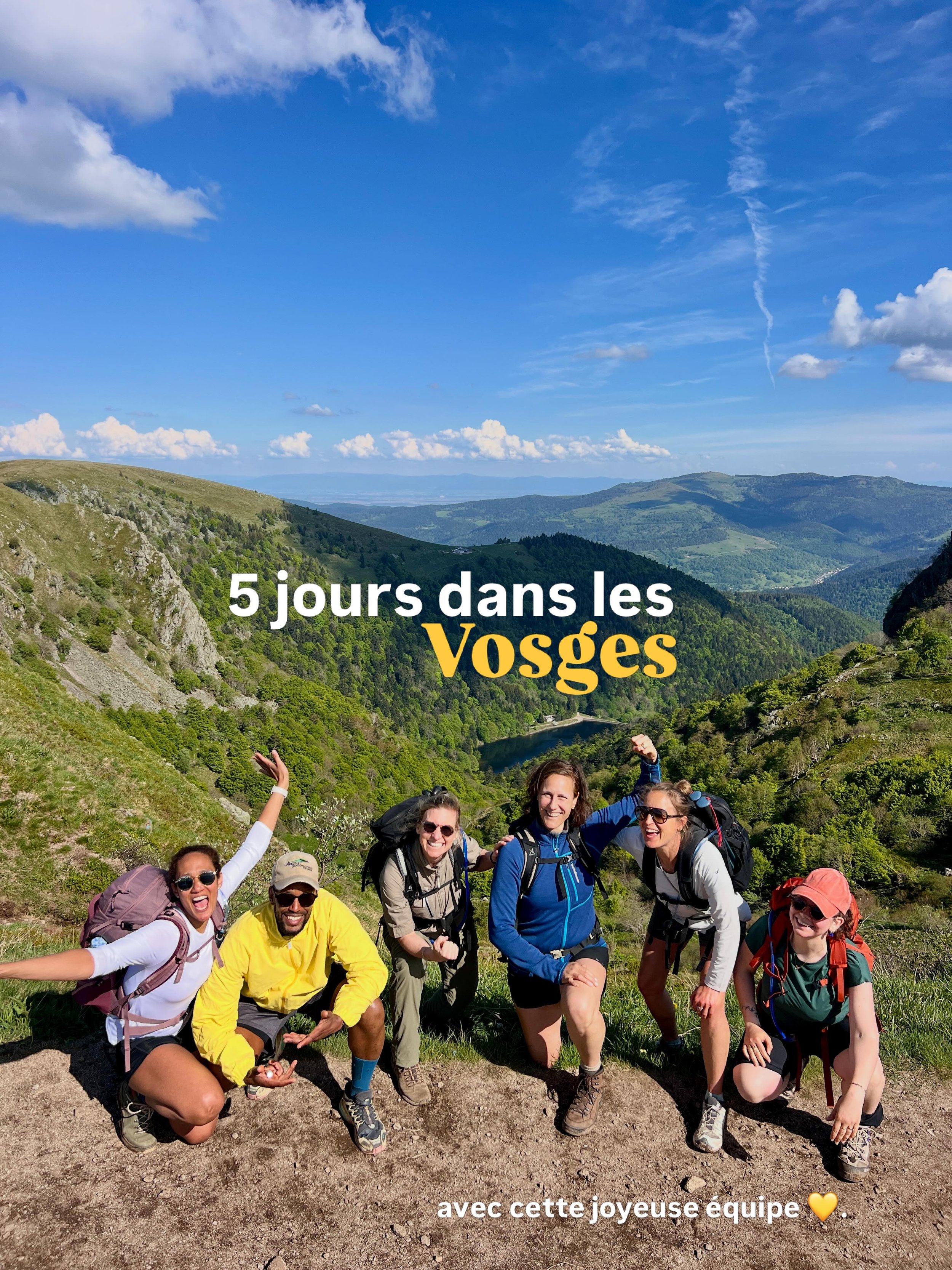 Comment r&eacute;sumer un s&eacute;jour rando et bien-&ecirc;tre dans les Vosges avec cette joyeuse bande en quelques caract&egrave;res ?

On a ri.
On a beaucoup ri.
Surtout au sujet d&rsquo;une culotte de survie (tu as la r&eacute;f ?)
On a parl&eac