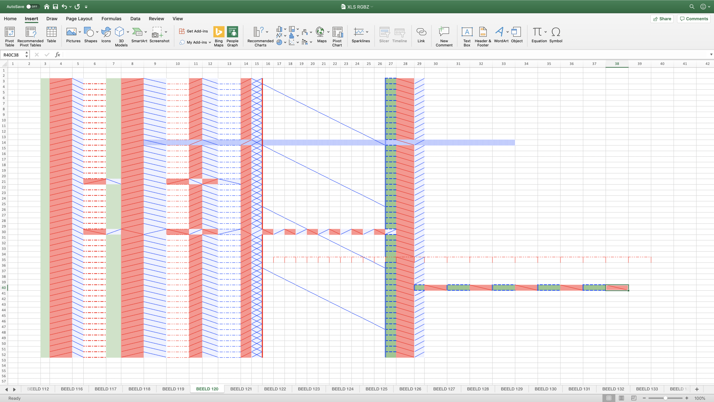 Microsoft Excel drawing from Jan De Vylder and Inge Vinck, Verveling / Verveeling / Vervelling, 2020.