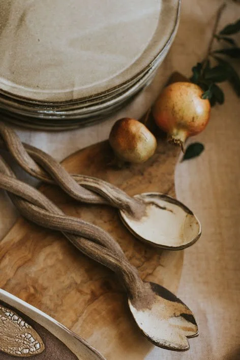 marbled serving spoons