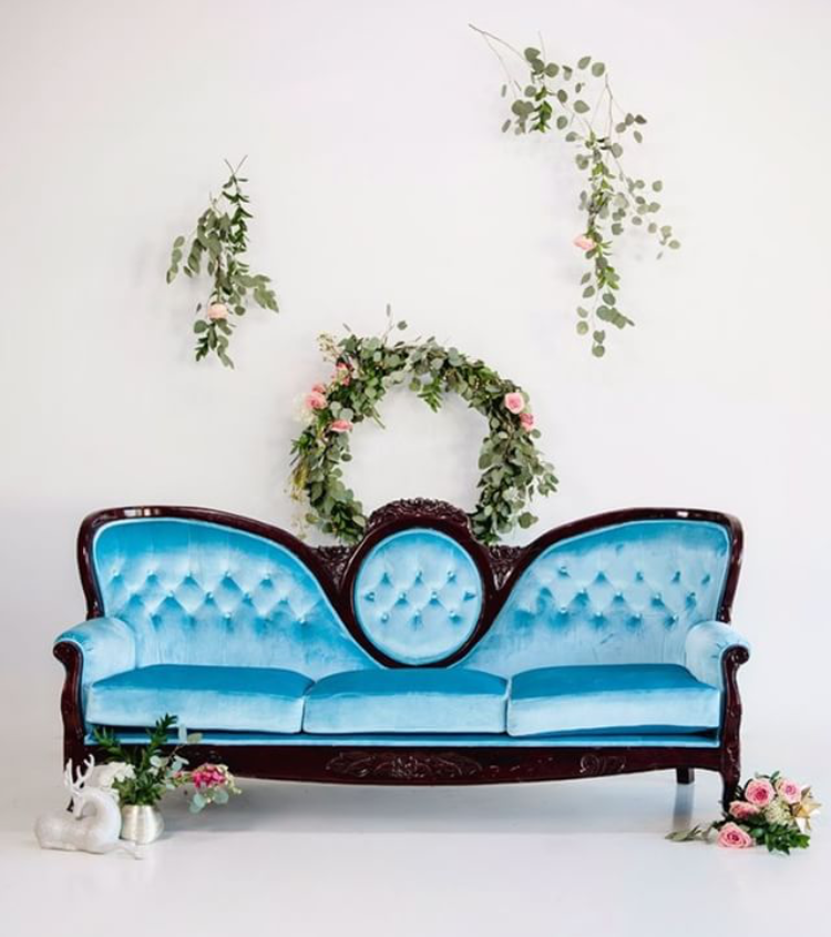  LARGE TIFFANY BLUE COUCH 