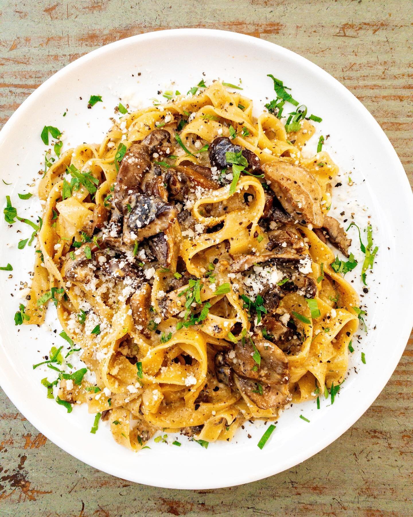 Fettuccine Funghi | saut&eacute;ed wild mushrooms, rosemary &amp; thyme cream sauce, parmigiano reggiano