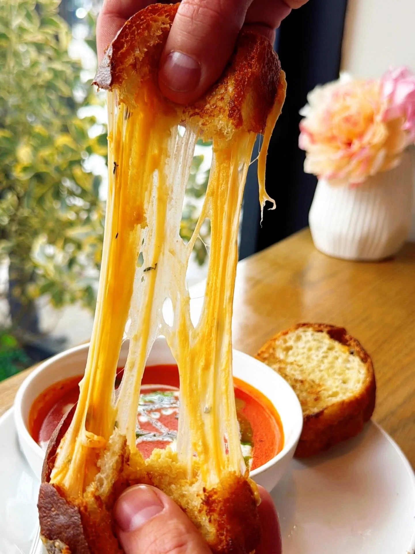 We made a focaccia grilled cheese for our tomato soup. S/o reddit for the last pic