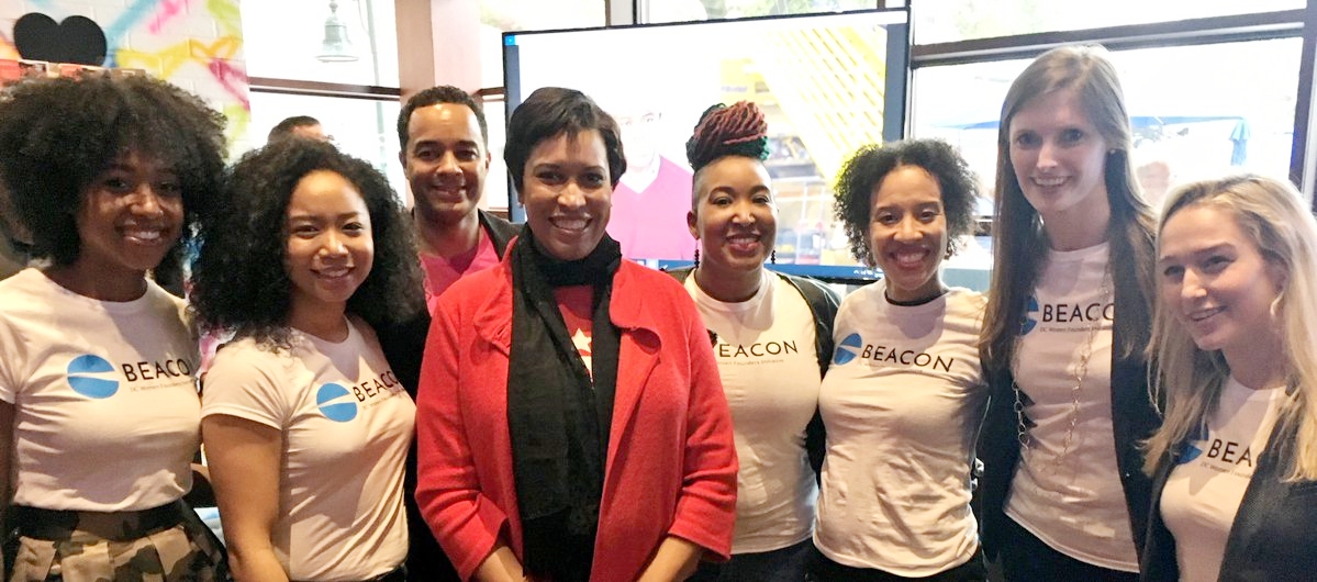 Tech Institute Fellow Deloris Wilson (L'16) (far left), D.C. Deputy Mayor Brian Kenner, D.C. Mayor Muriel Bowser, Institute Executive Director Alexandra Givens (second from right) and members of the BEACON Board at SXSW 2017