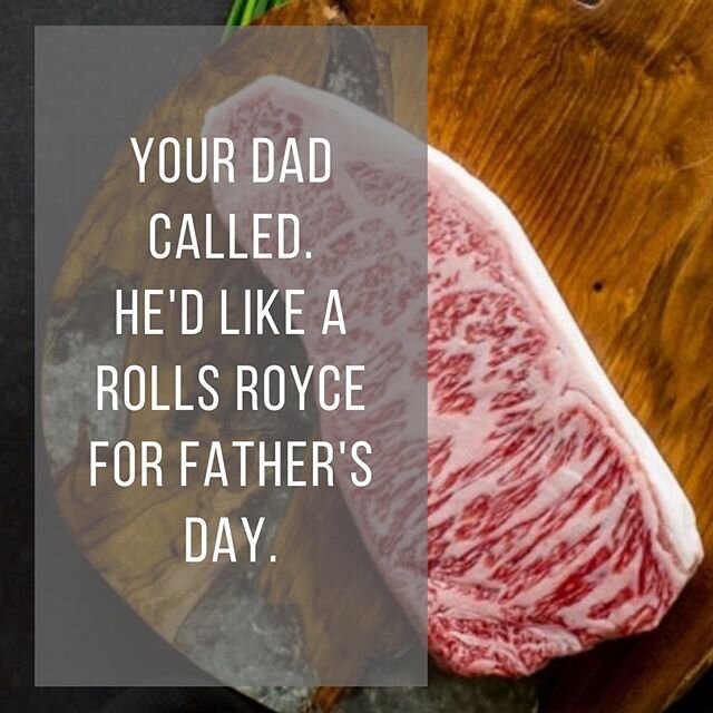 The Rolls Royce of beef that is! ⁠⠀
⁠⠀
Watch your Dad&rsquo;s jaw drop as you present him with Tajima Australian Wagyu Beef. Described as the highest quality beef in the world, Tajima Wagyu is renowned for its tenderness, distinctive marbling and fla