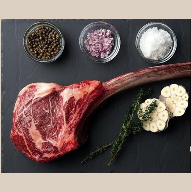 Look at the size of that steak?! This is a Certified Angus Tomahawk Steak. It&rsquo;s named for a single-handed axe due to its distinct &lsquo;handle&rsquo;. ⁠
⁠
This guy is so big he&rsquo;ll feed a family of four. Seriously.⁠
____⁠
#tomahawksteak #