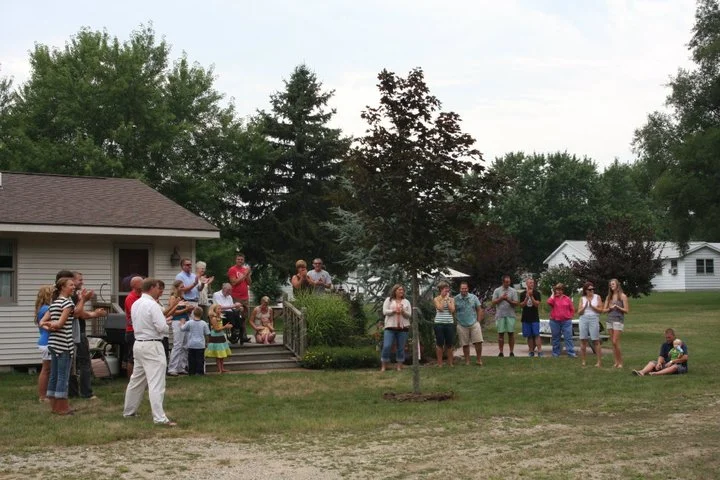 The whole family gathered to plant the tree and remember Gary's life 