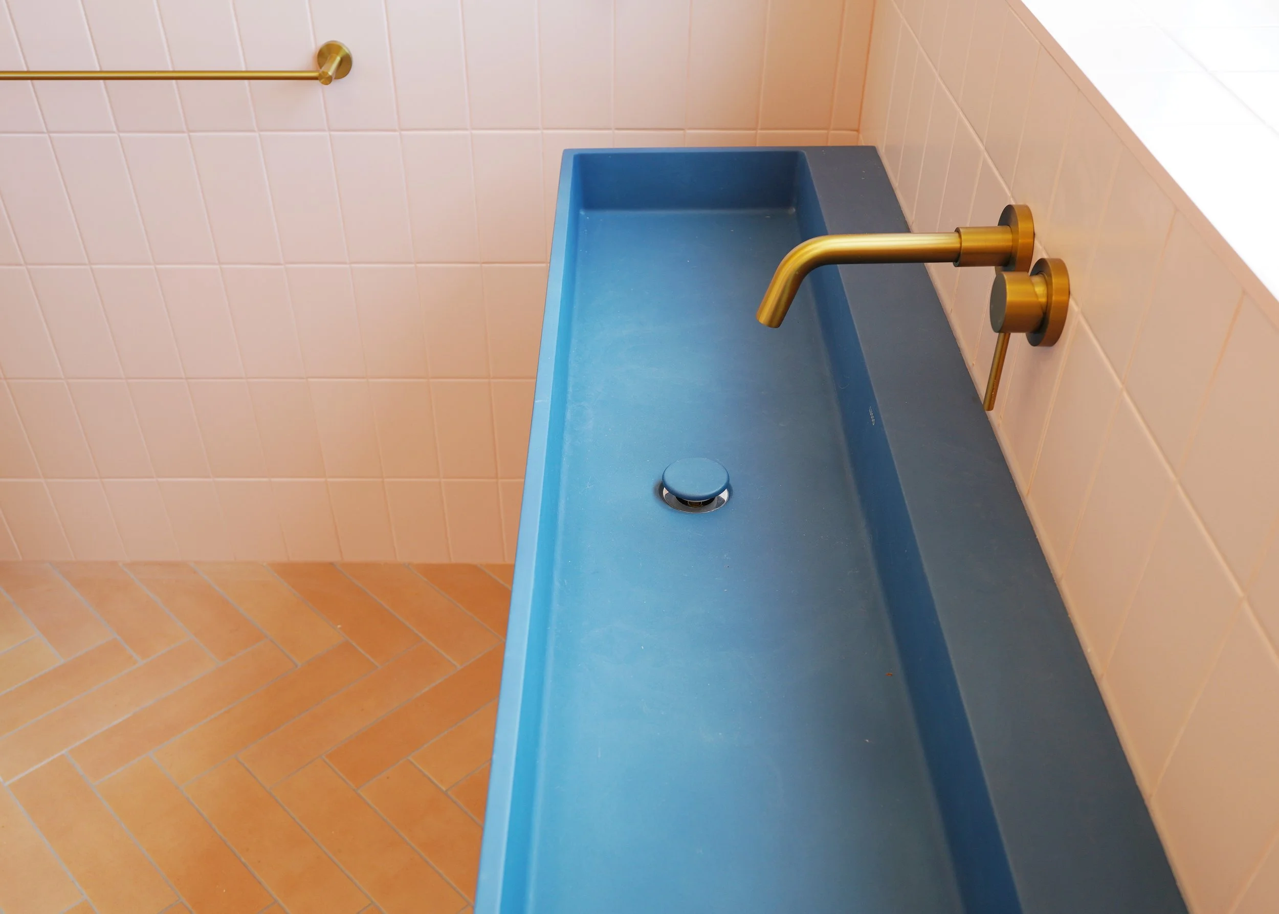 blue concrete washbasin