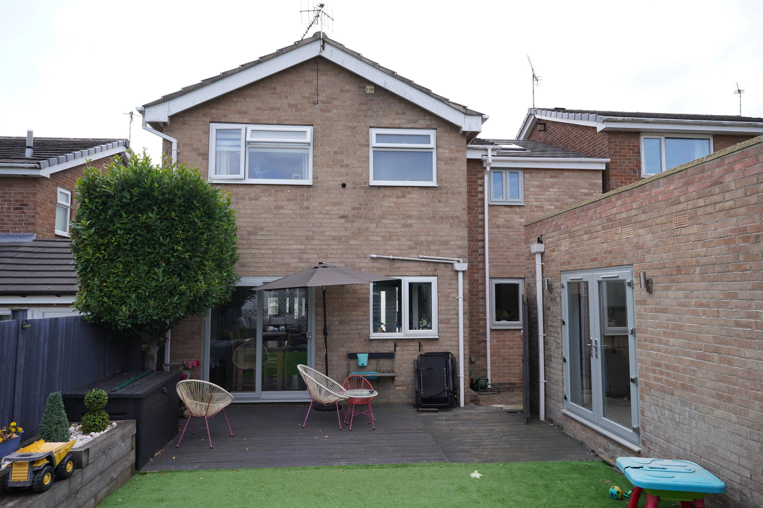 two storey side extension and garage conversion with green roof in Dronfield Woodhouse