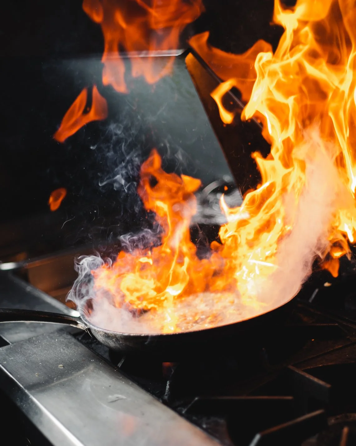 flaming pan on stove top (Copy)