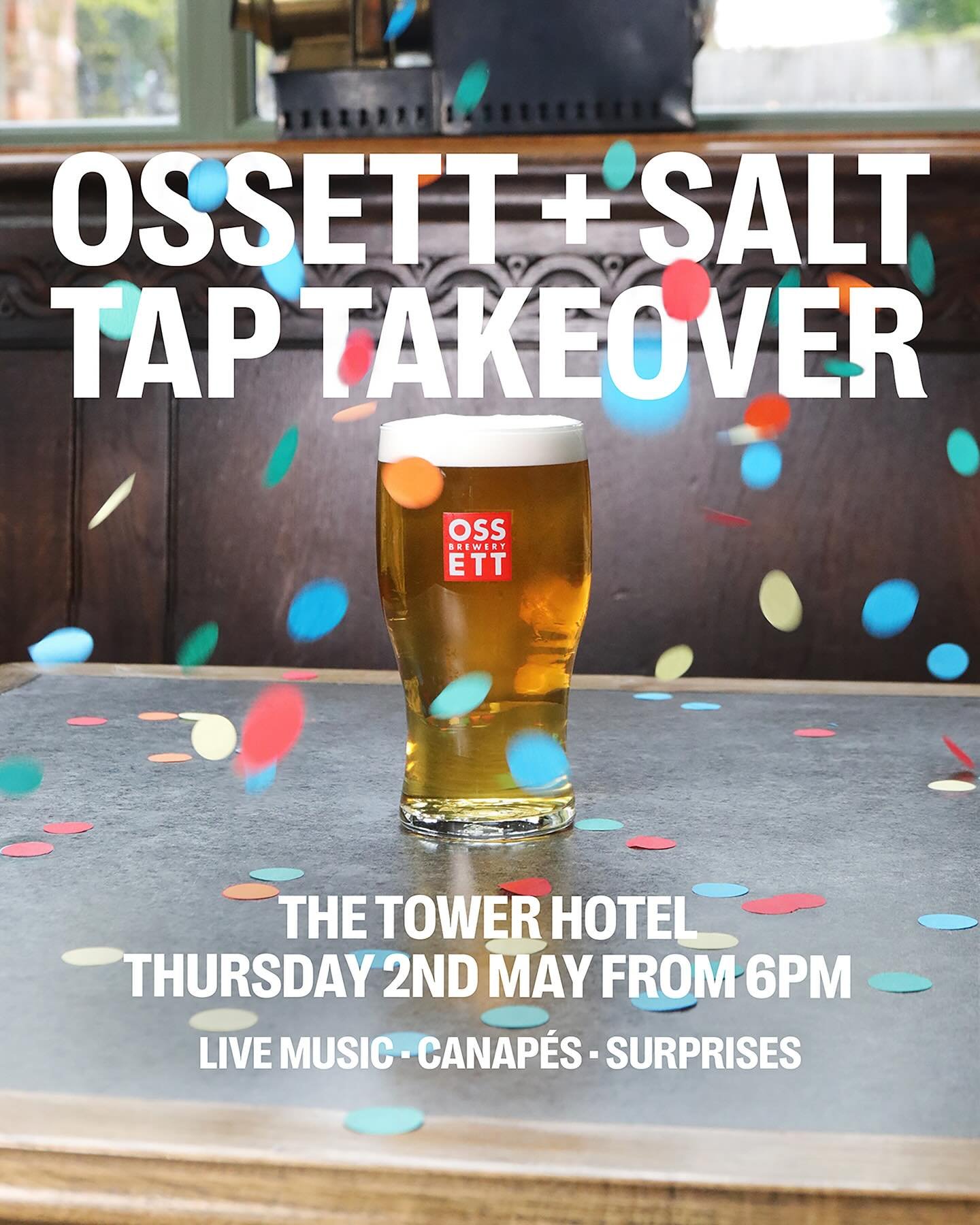 We&rsquo;ve teamed up with Ossett and Salt Brewery to bring 8 great beers to our bar for a very special night with live music from Hey Dude 🍻🎸✨

We&rsquo;ll also be serving complimentary Canap&eacute;s from the No.THIRTY8 Kitchen inspired by Ossett