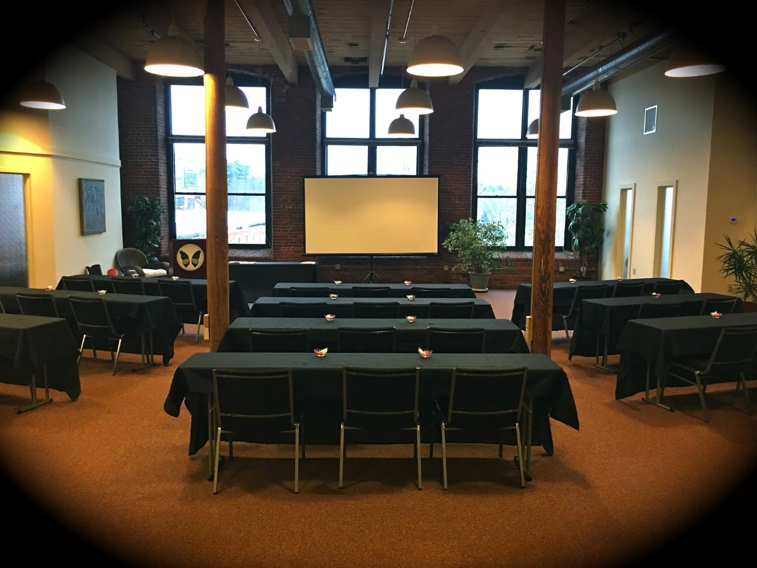Our suite in Fort Andross, overlooking the Androscoggin River in Brunswick, comfortably seats up to 40 participants for clinical training workshops.