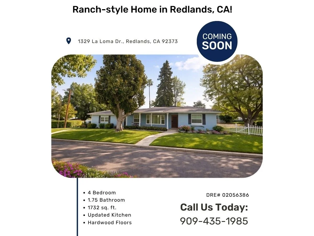 COMING SOON! 1329 La Loma Dr., Redlands, CA 