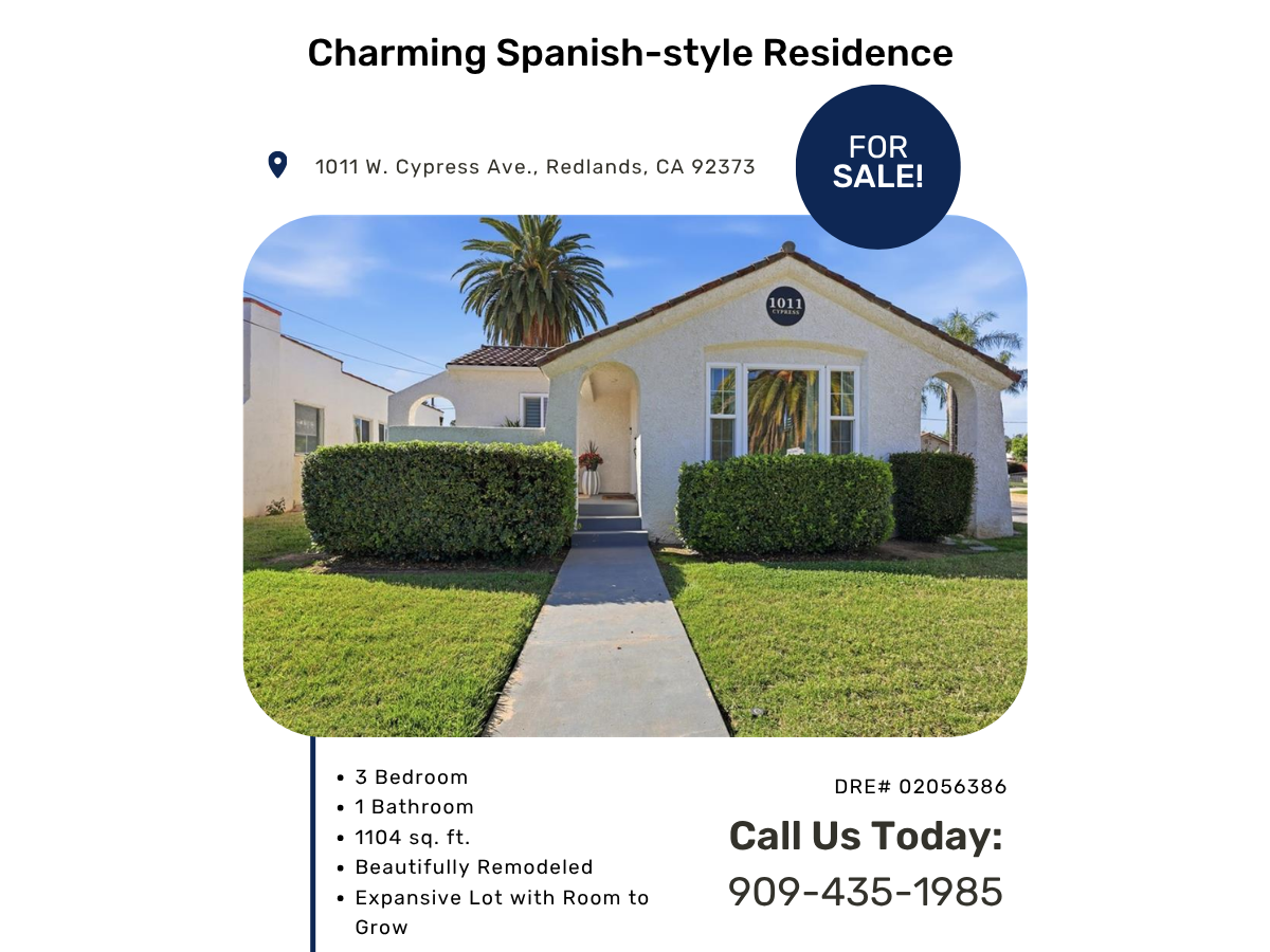 FOR SALE! 1011 W Cypress Ave Redlands