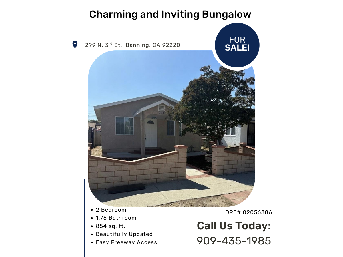 FOR SALE! 299 N. 3rd St., Banning, CA