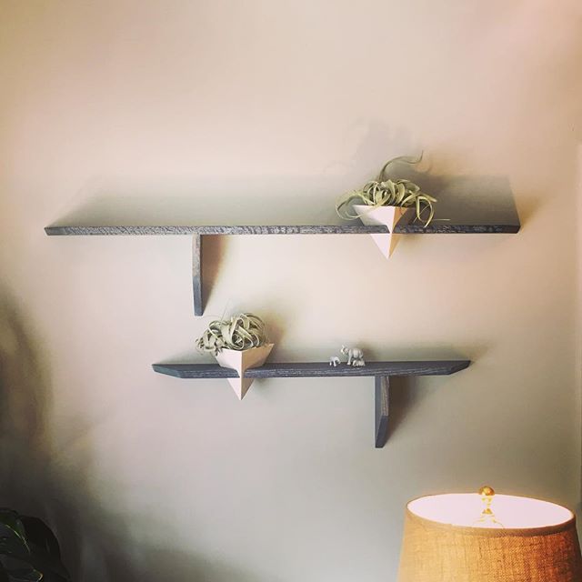 New shelves at Neuma made by local artists @matthewgramling  and @janelle_gramling  Tiny elephants sit on top because I always wanted a therapy office with &ldquo;elephants in the room.&rdquo; #NeumaPsych