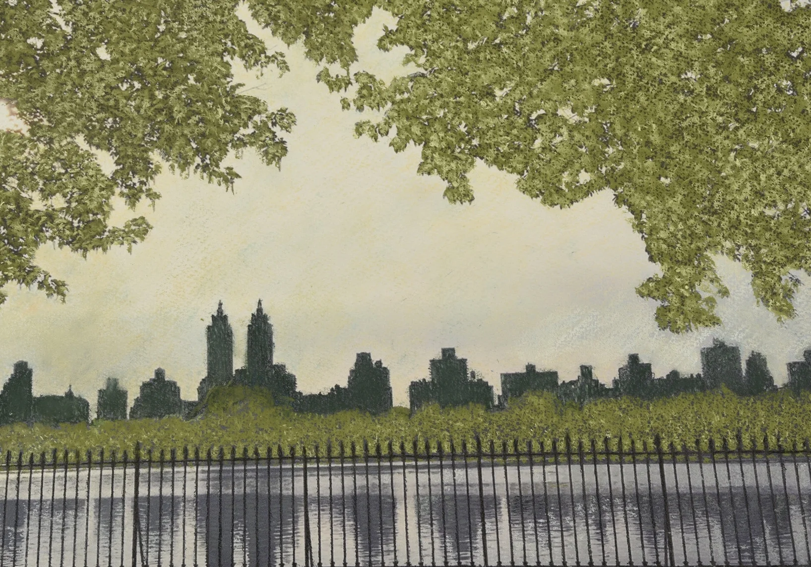 Reservoir Central Park - Pastel on Paper - 11" x 17" - PRINT ONLY