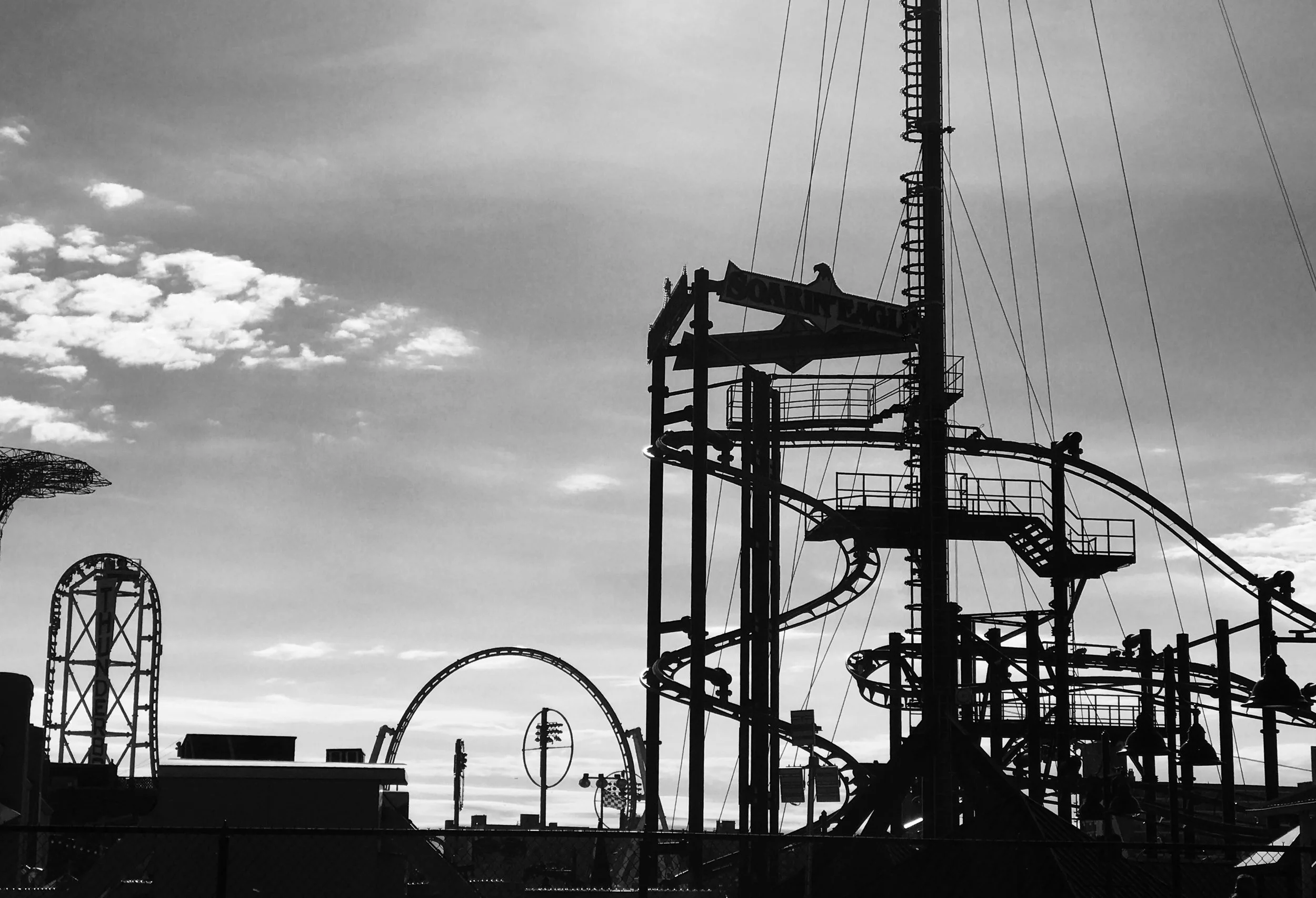 Roller Coaster - Black+White Photograph - 12" x 18"