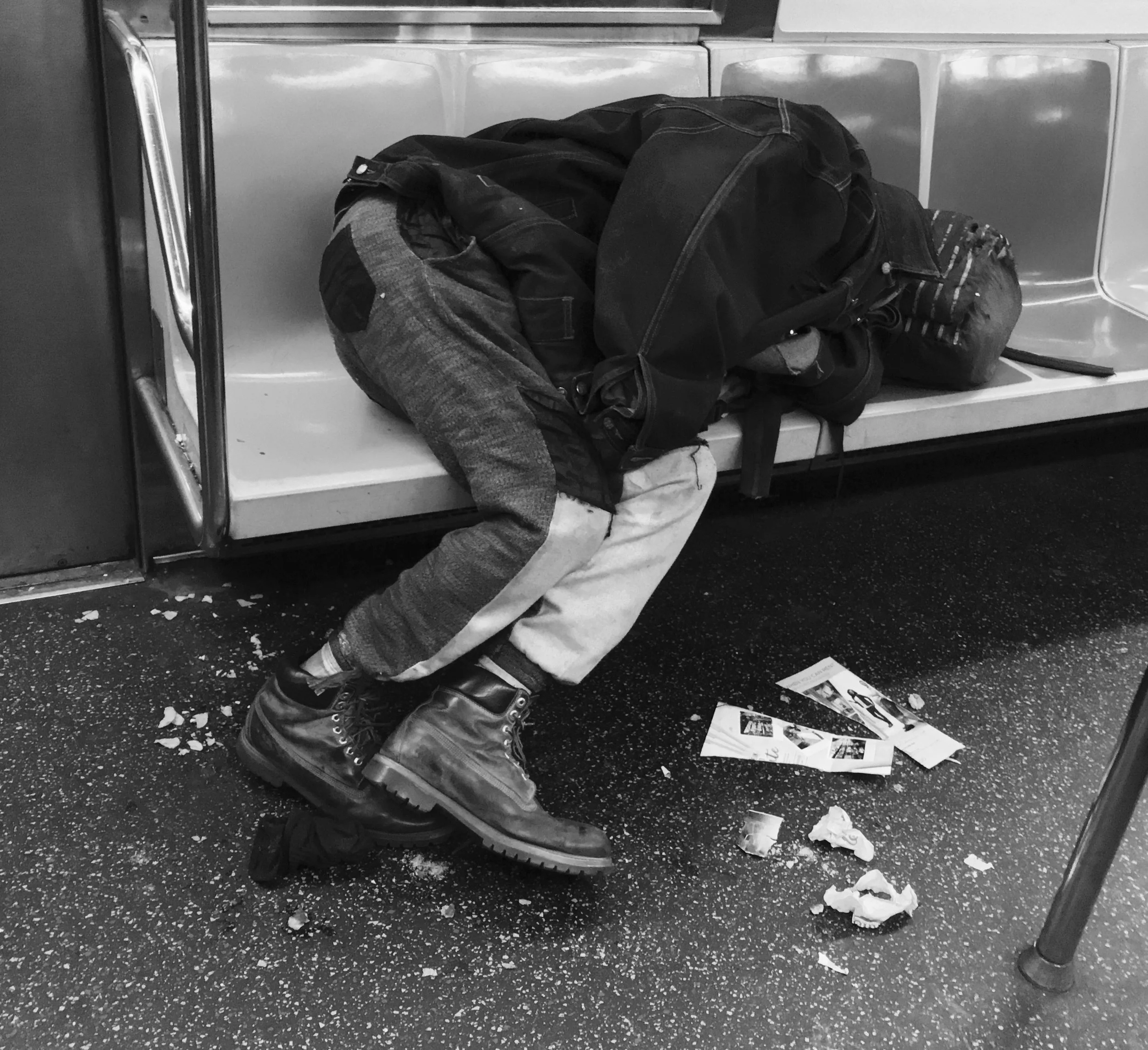 Subway Living 2 - Black+White Photograph - 12" x 12"