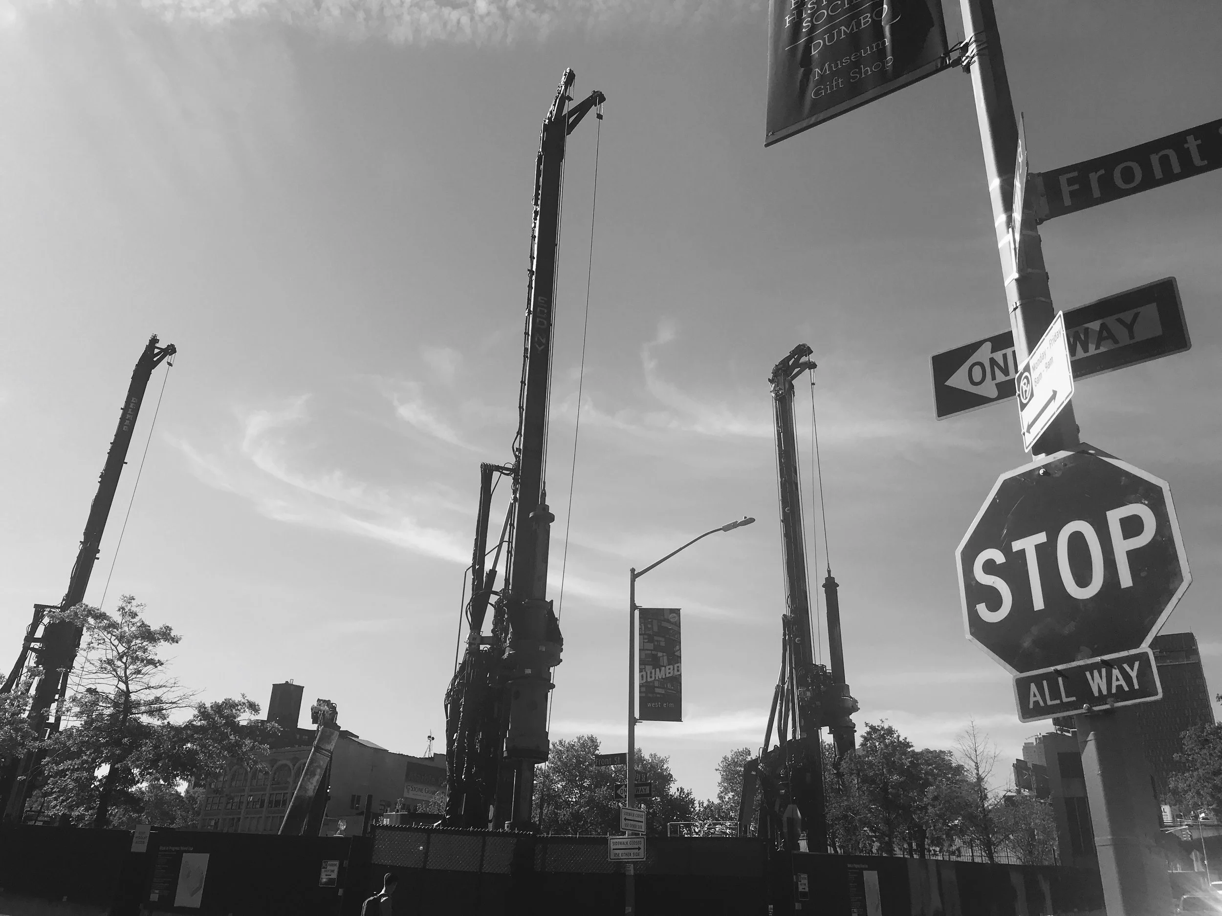 Construction Site - Black+White Photograph - 12" x 16"