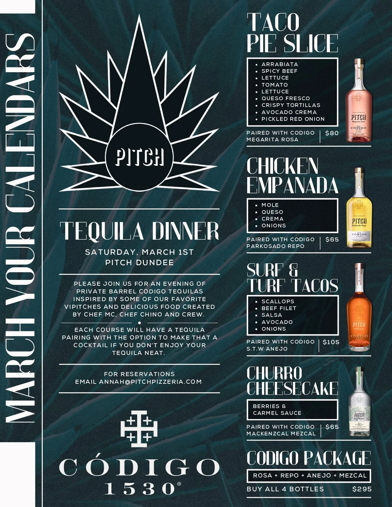 Pitch Tequila Dinner Saturday - 5:30pm start time -  March 1st -  2025