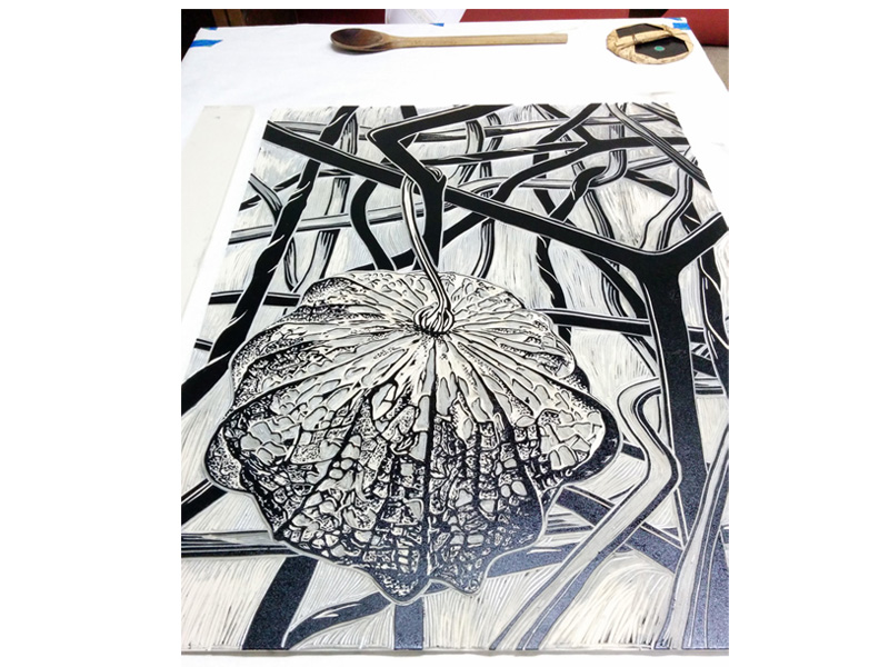 Chinese Lantern linocut- NessyPress.com