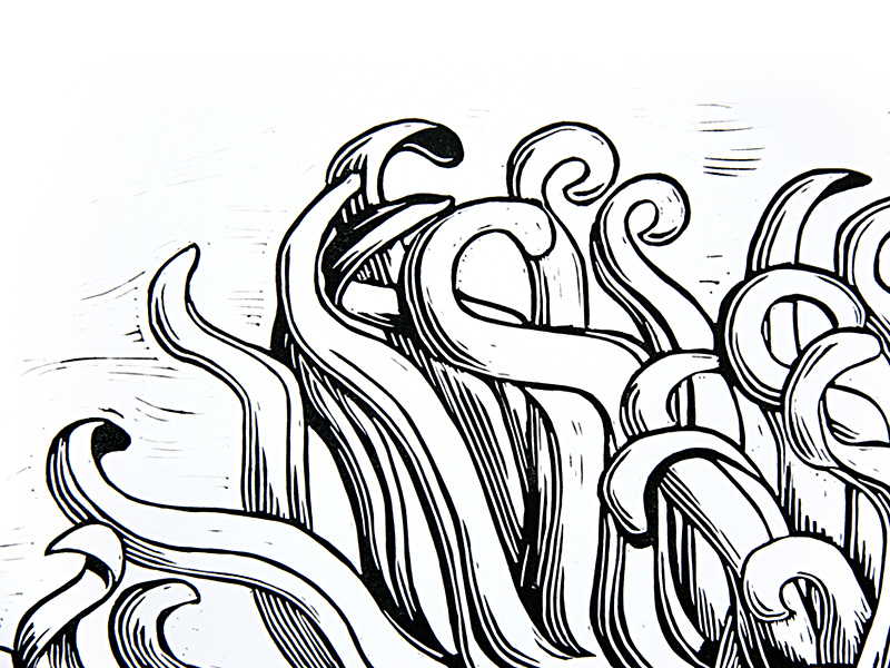 Acorn Caps linocut - NessyPress.com