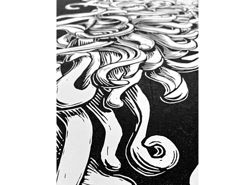 Acorn Caps linocut - NessyPress.com