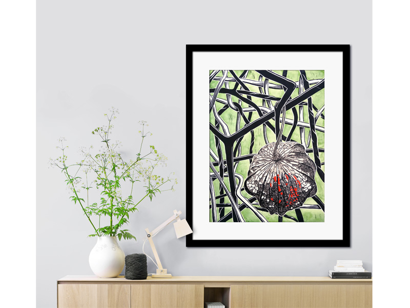Chinese Lantern linocut- NessyPress.com