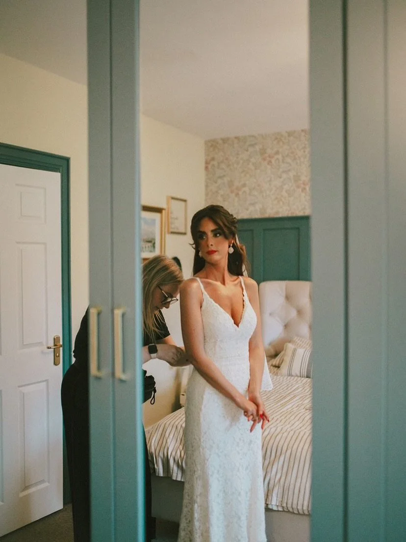 My favourite part of the wedding morning is those quiet moments when I&rsquo;m helping my Bride into her dress. Closing the door to the hustle and bustle and just allowing her to take a moment to transform into a Bride. I always encourage Brides to s