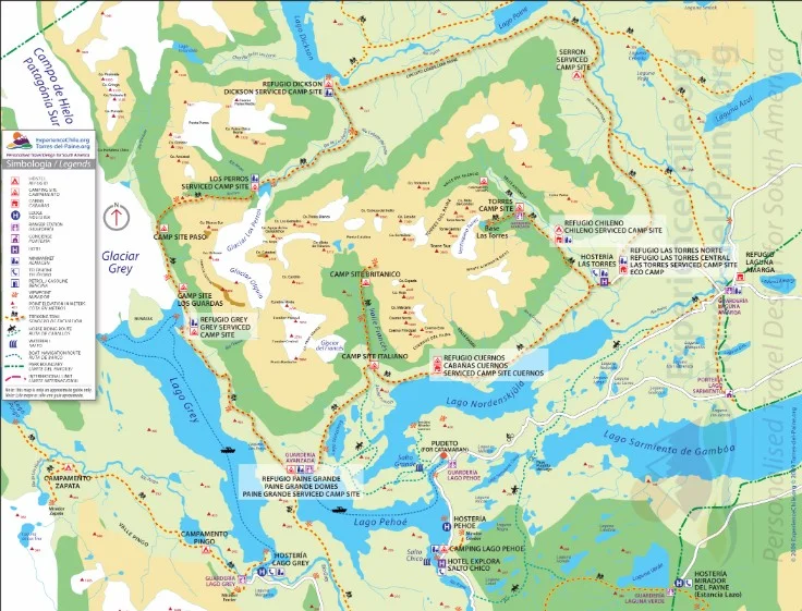 Torres del Paine map