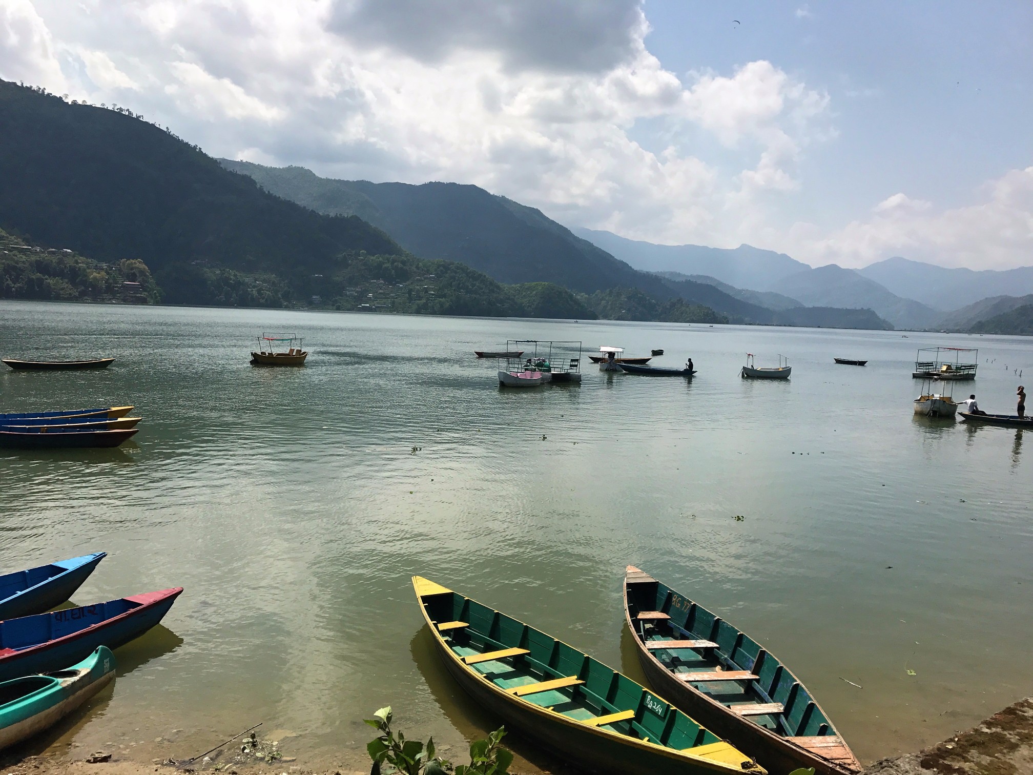 Canoes at the lake side