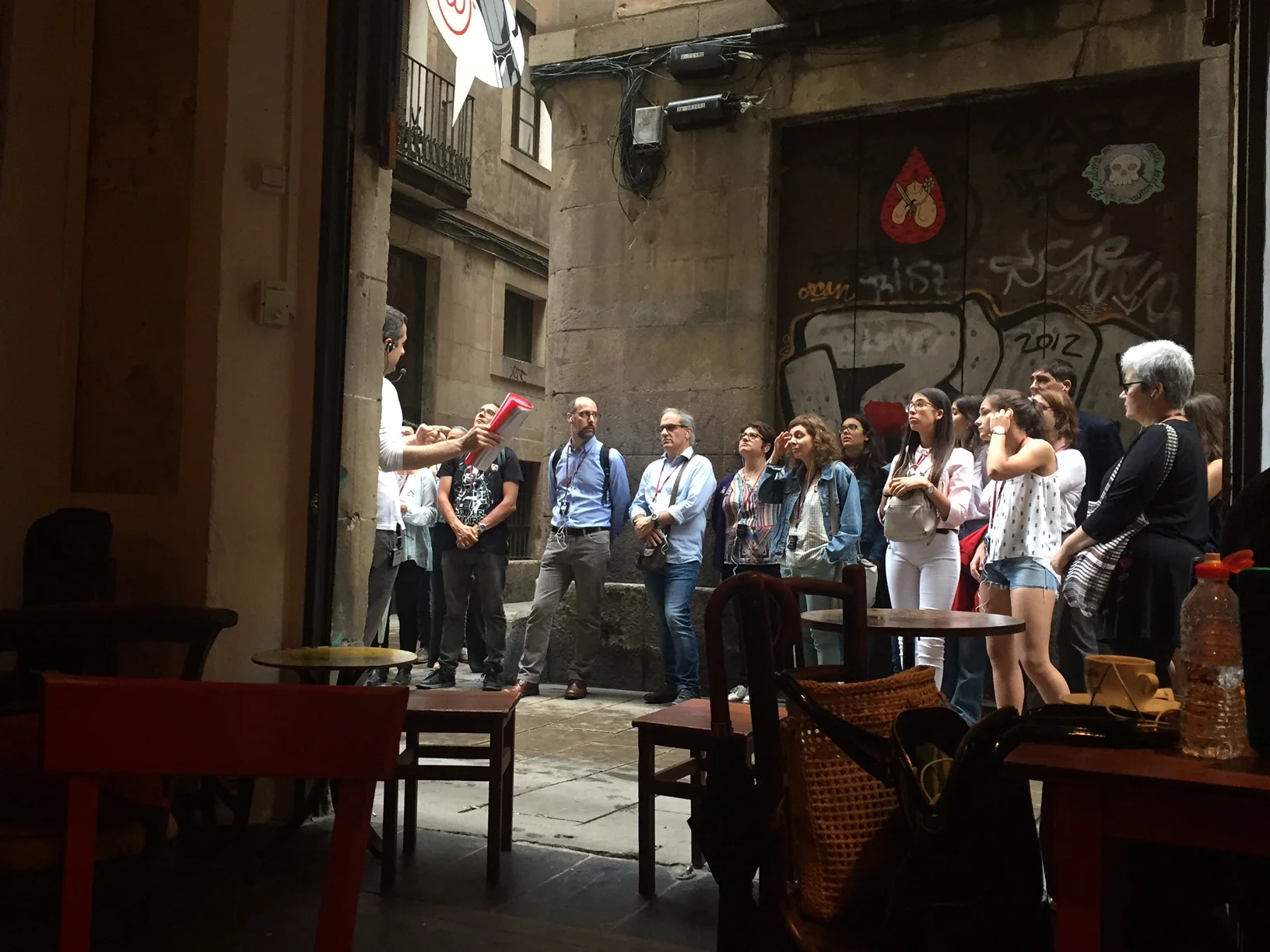 Local tour outside our coffee shop...