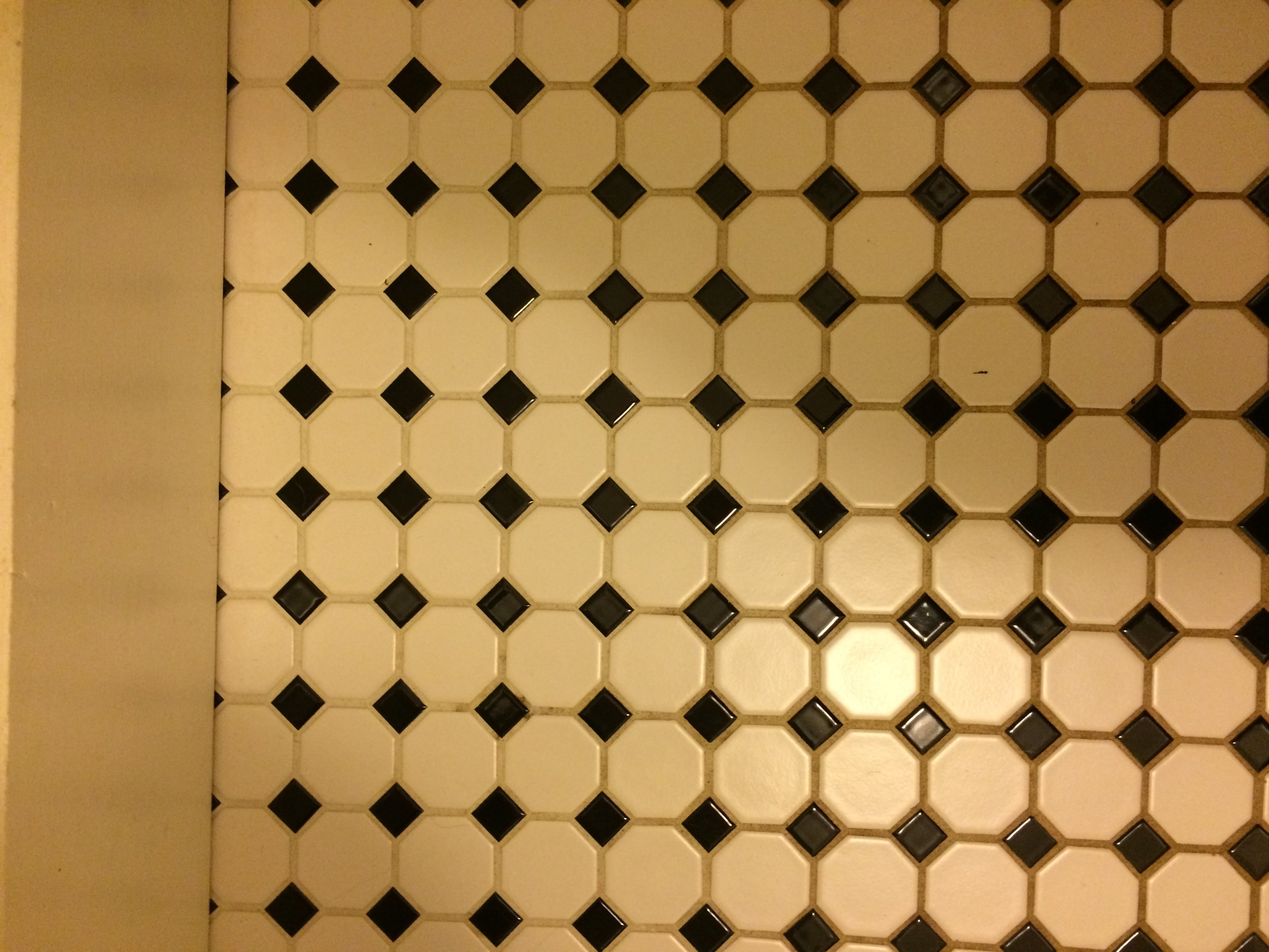 The area of darkest discoloration gets the most foot traffic.