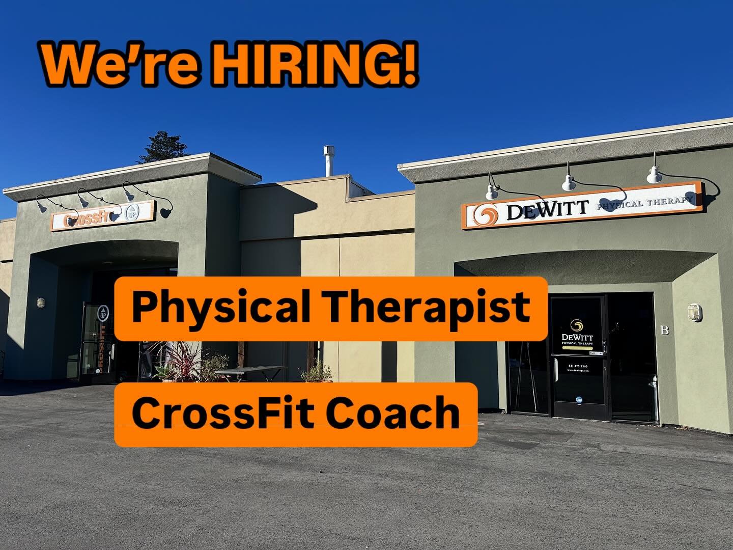 We are looking for a few people to join our awesome team!

Current openings include :
Physical Therapist
CrossFit Coach

If you&rsquo;re looking for a great place to work that is focused on personal and professional development, team collaboration, w
