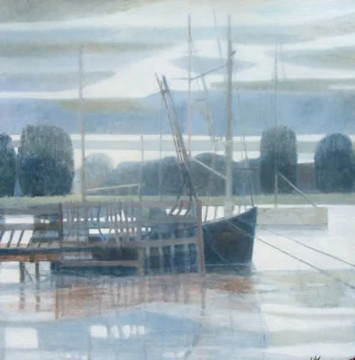 Moored Boats, Suffolk Evening - SOLD