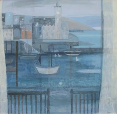 Swans at Dusk, Porthleven - SOLD