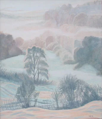Mist Rising From Frosty Valley, Colerne - SOLD