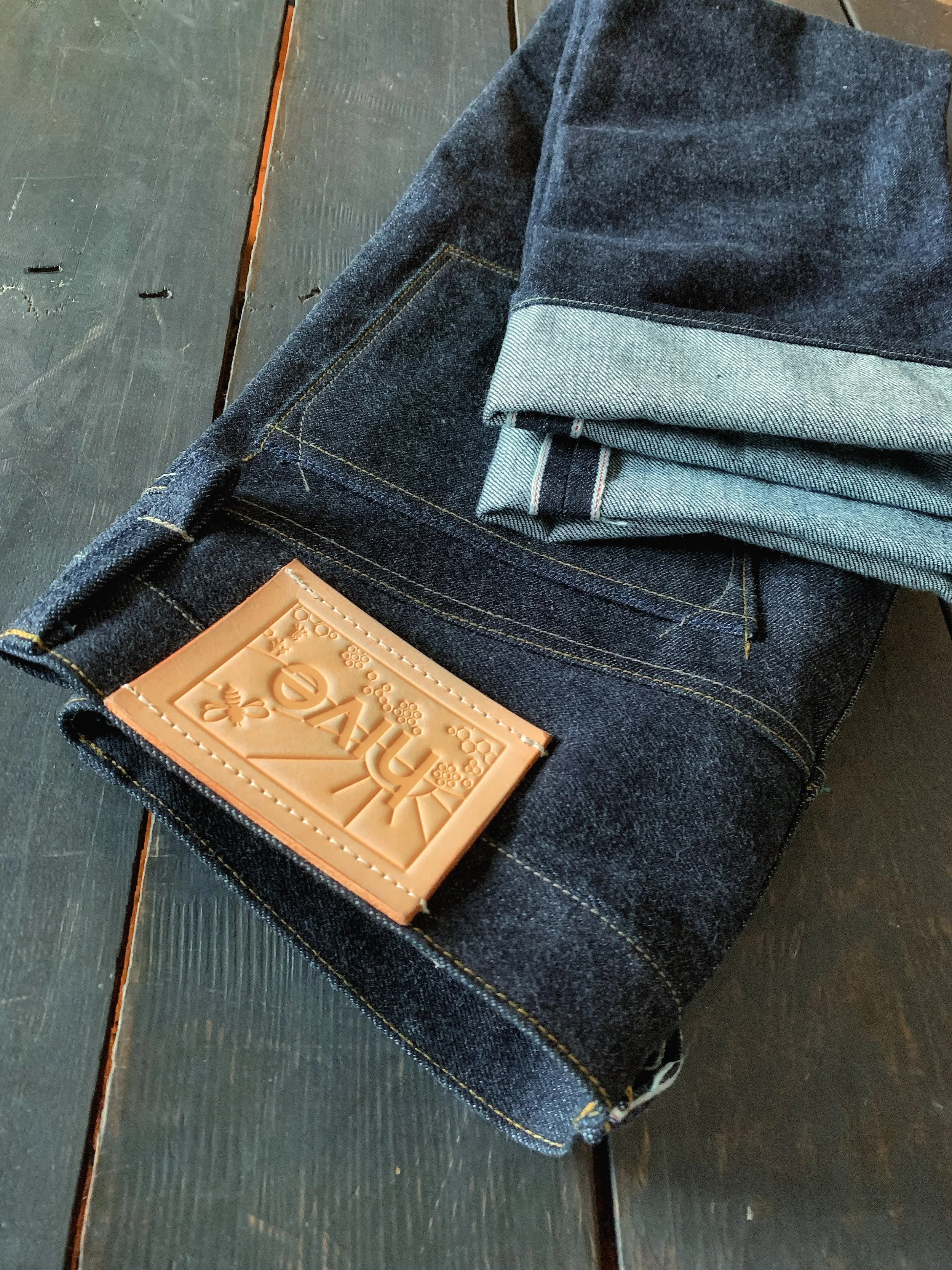 A pair made with the fabric undergoing a hot long soak before cutting and sewing.